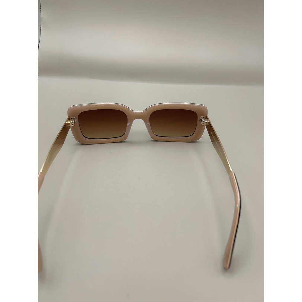 Christian Siriano Rectangle Sunglasses Tortoiseshell Blush Pink Gold CS Logo - Picture 2 of 5